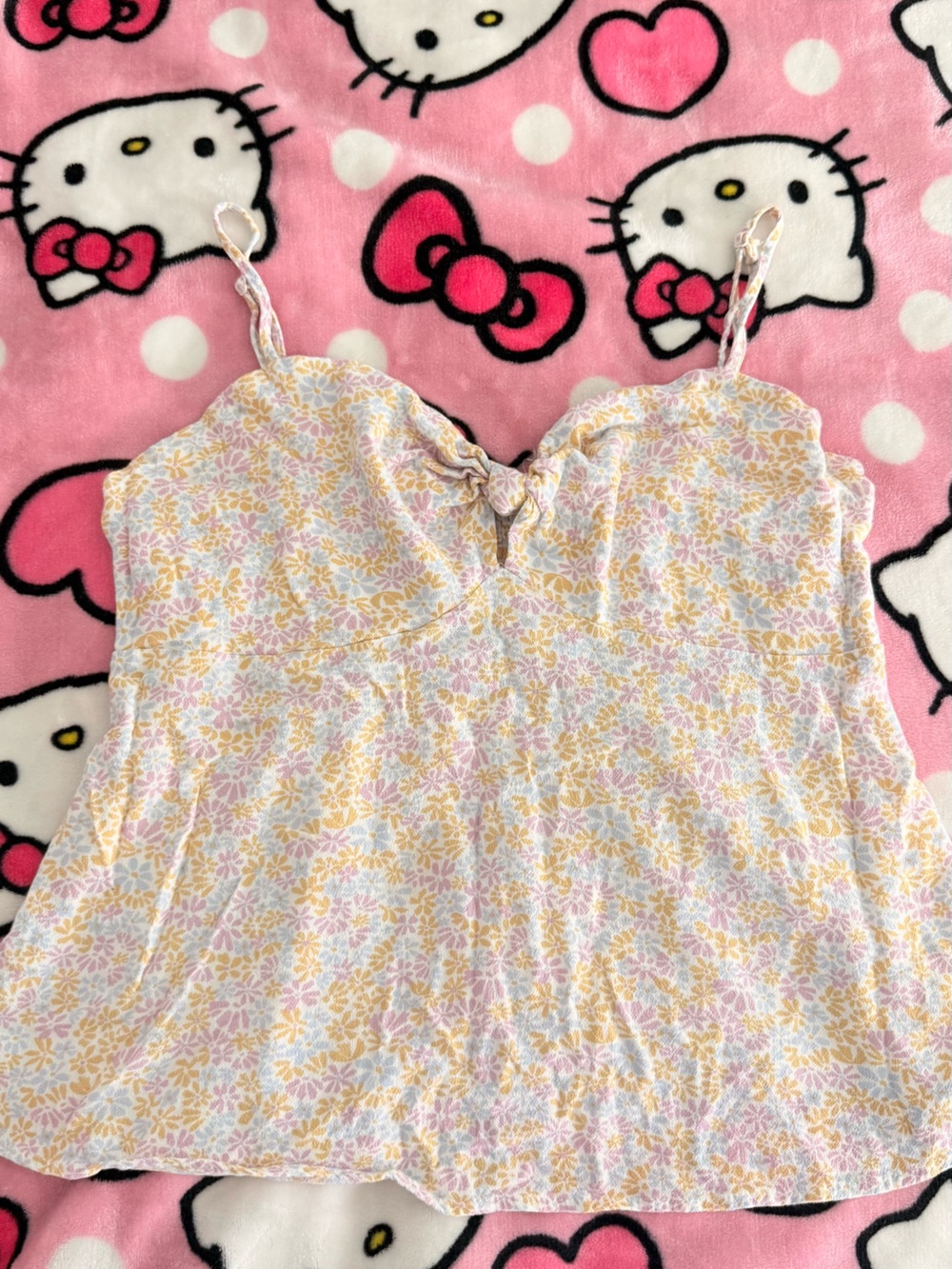 Hippie Rose Pink Yellow Blue Flowy Top